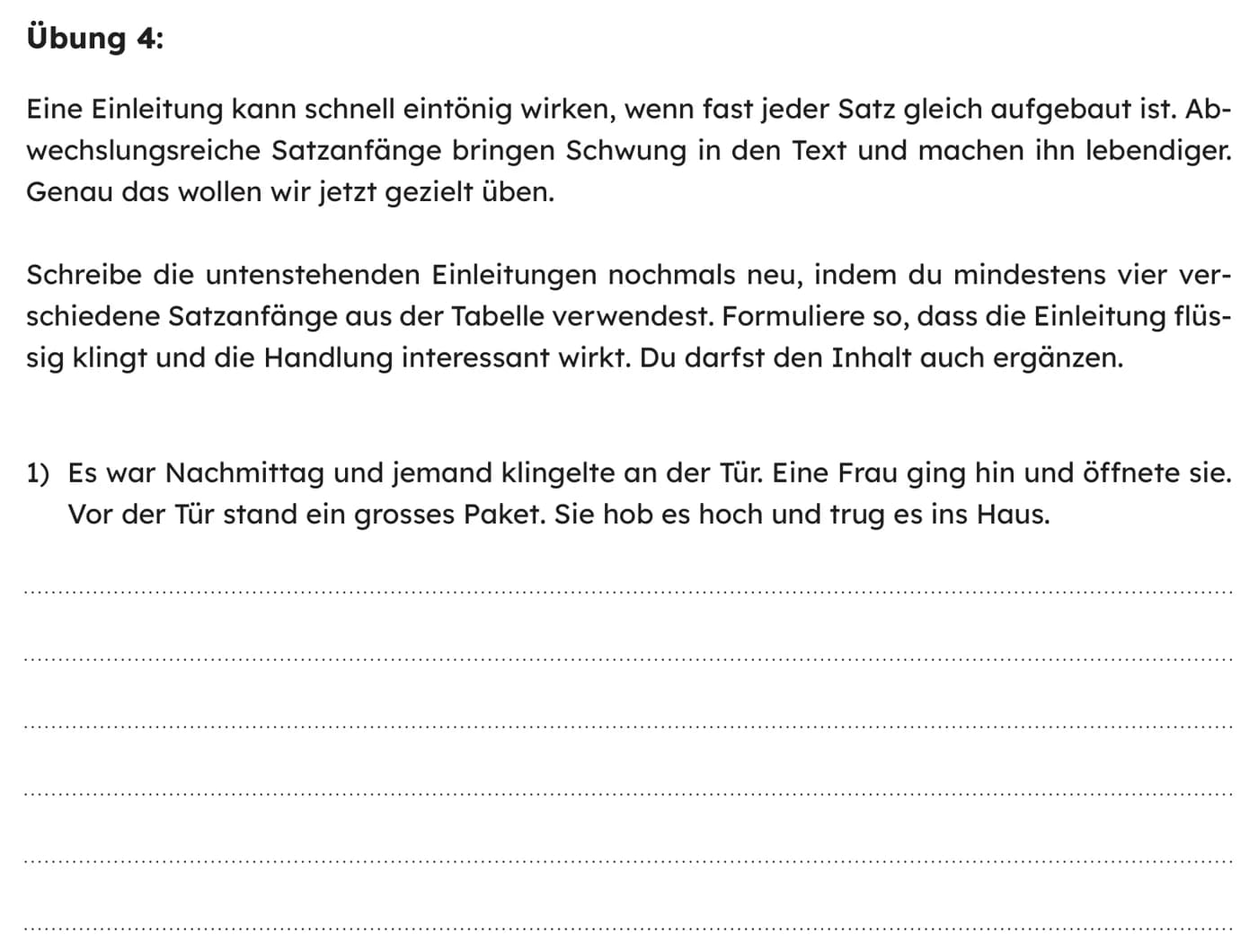 Übung 4 aus «Die Krone des Schreibens»