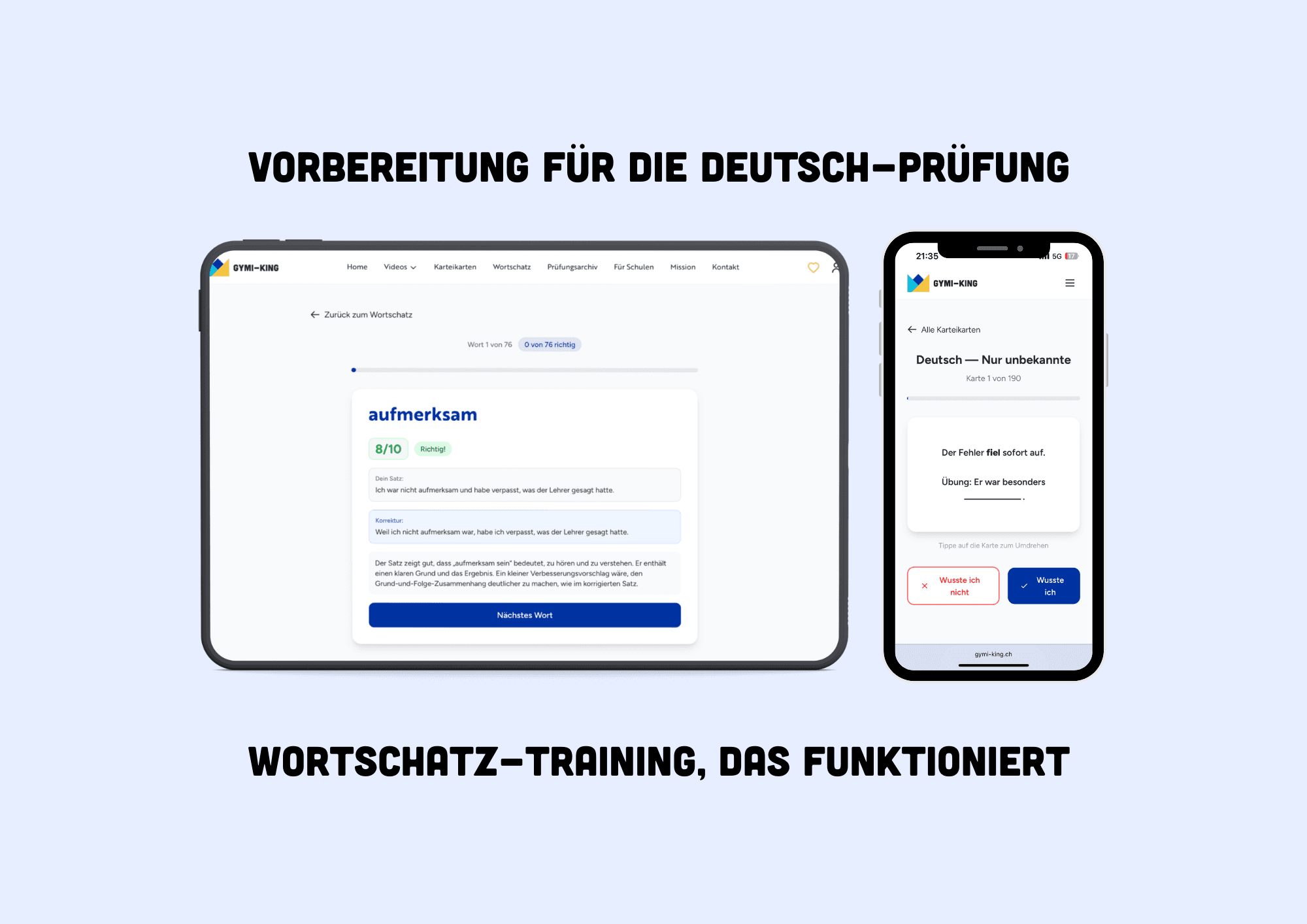 Neu: Karteikarten & Wortschatztraining